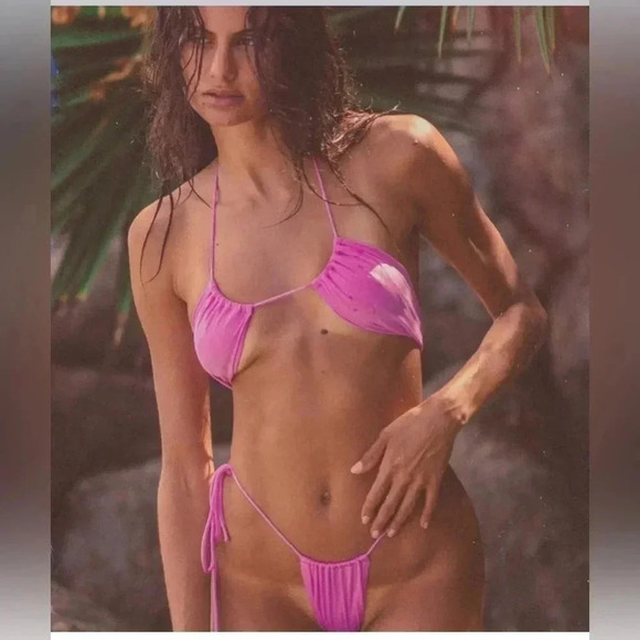 Monica Hansen Beachwear Women's Size Large Money Maker Halter Bikini Top Orchid - Picture 2 of 11